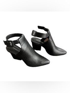Donald Pliner Varen black calf perforated leather mules